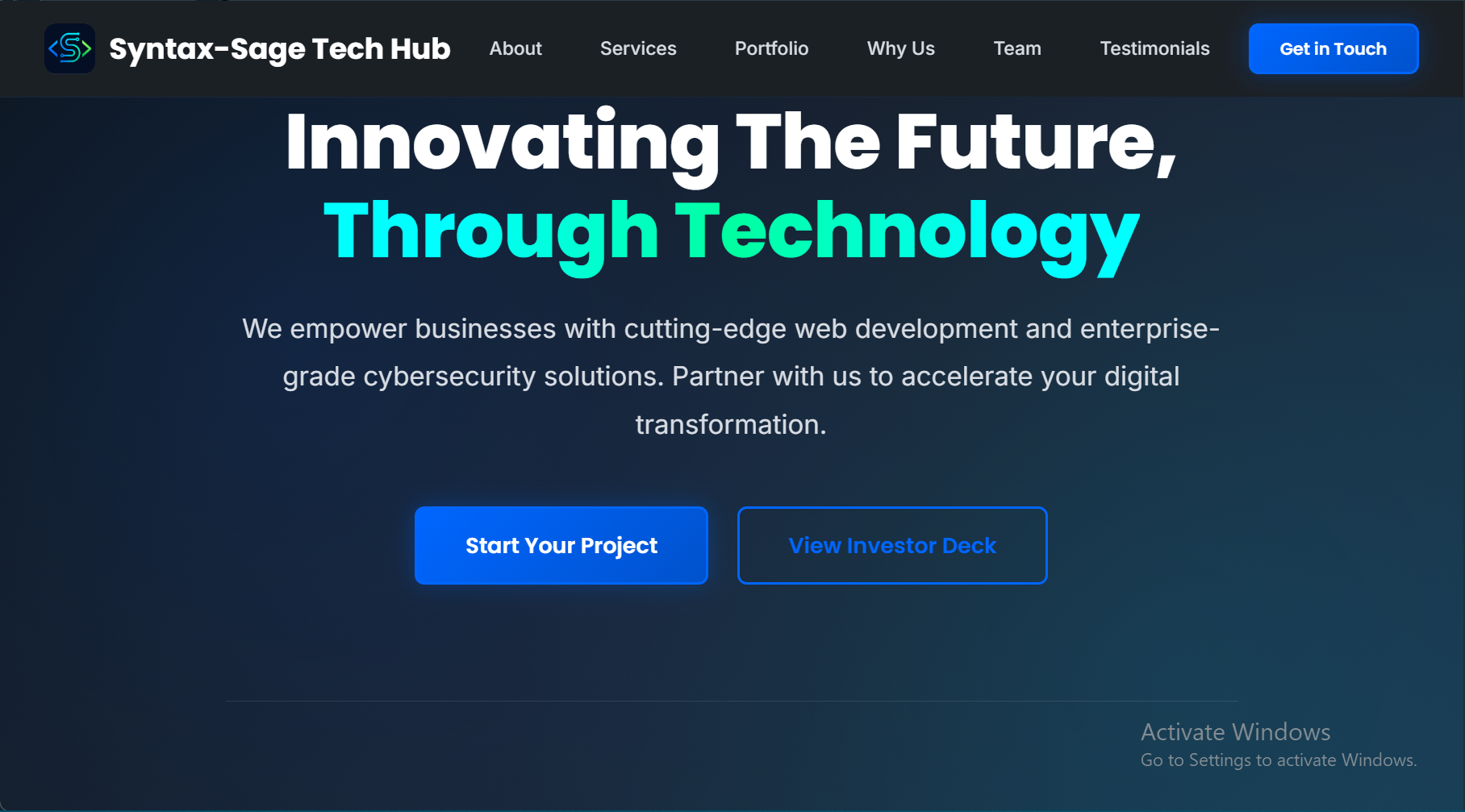 Syntax Sage Tech Hub Portfolio Website